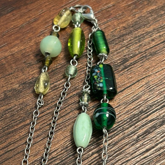 HUGE SALE! VINTAGE ARTISAN ART DECO BLOWN GLASS DOUBLE STRAND NECKLACE - Picture 3 of 8